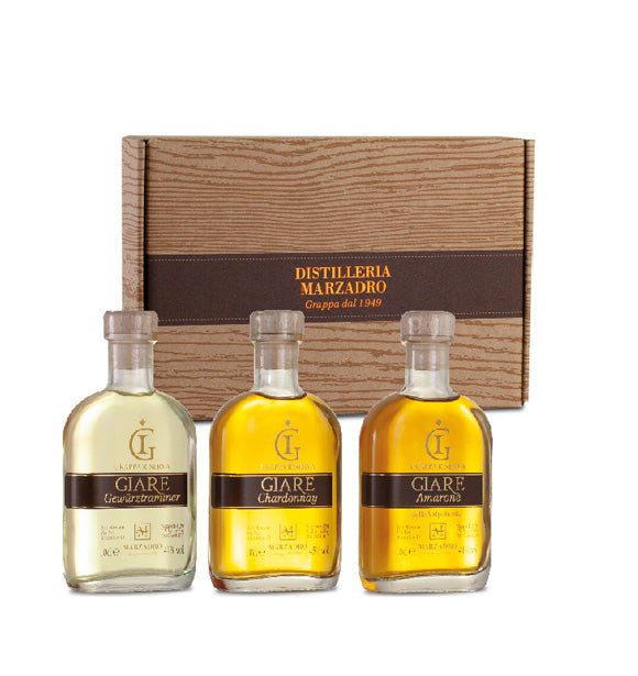 Grappa Degustatieset - Distilleria Marzadro - Gardameer -  Italië - 3 x 10 cl.