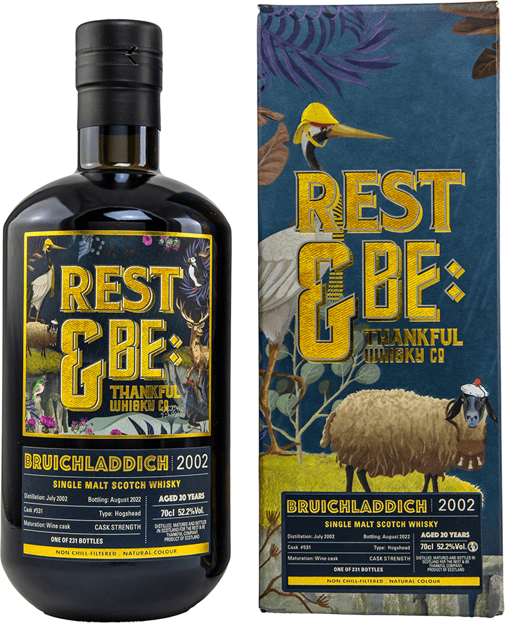 Bruichladdich 2002 - Rest & Be: - Single Malt Whisky - Schotland - 70 cl. - 52,2 % vol.